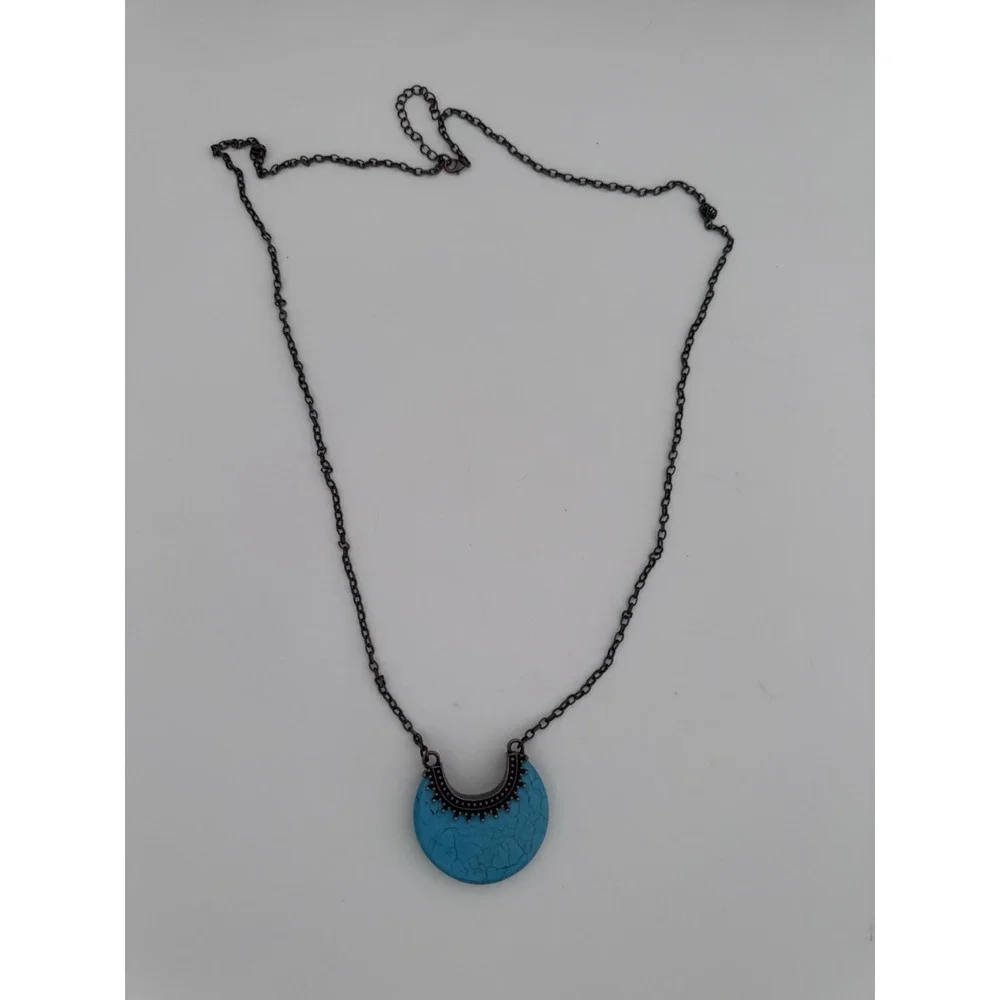 Turquoise style necklace womens Bronze tone boho chick southwestern